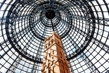 Old brick tower in central station at Melbourne Australia - 360620563