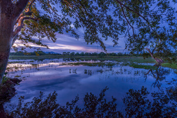 coucher de soleil sur le lac de habana, sri lanka