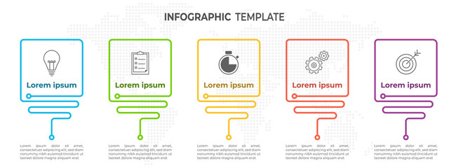 Timeline infographic template 5 options, Thinline design.