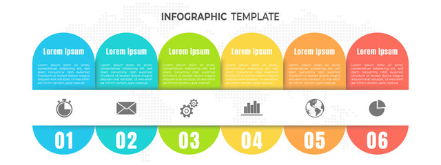 Modern timeline infographic 6 step or options.