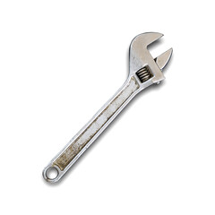 Adjustable wrench on a white background. Isolated.