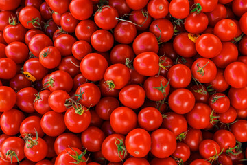 Fresh organic tomatoes on market.