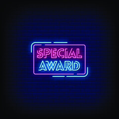 Special Award Neon Signs Style Text vector