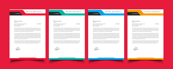 Creative professional corporate modern business style letterhead templates Simple design in minimalist style vector design illustration. color red green blue yellow 