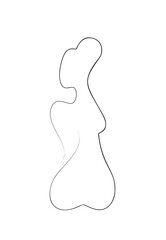 One Line Drawing Nude Female Body. Beauty Woman Back