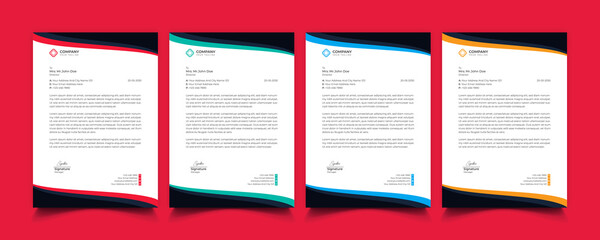 Creative professional corporate modern business style letterhead templates Simple design in minimalist style vector design illustration. color red green blue yellow 