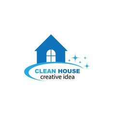 Clean house logo design template vector illustration
