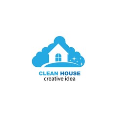 Clean house logo design template vector illustration
