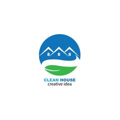 Clean house logo design template vector illustration
