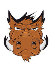 Zeichnung eines Wildschwein Kopf im Comic Style