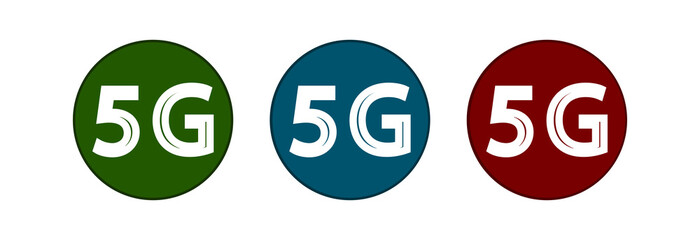 5G buttons in different colors on a white background.