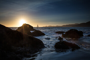 sailing under sunet sunrise