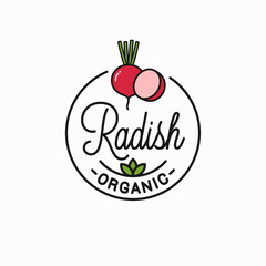 Radish slice logo. Round linear logo of radish