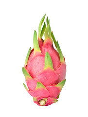 Fresh dragon fruit with water droplets isolated on white background. Clipping path.