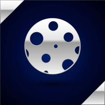 Silver Moon icon isolated on dark blue background. Vector Illustration.