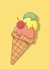 logo icon of ice cream in a cone