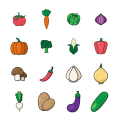 set of vegetables flat design minimalism line icon
