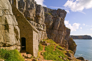 St Govans Chapel  St Govans Headland Pembroke Pembrokeshire Wales