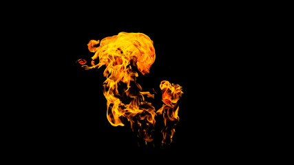 Fire flames on black background isolated. Burning gas or gasoline burns with fire and flames....