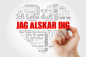 Jag alskar dig (I Love You in Swedish) love heart, concept background