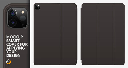 Tablet Case Front and Back Cover Mockup EPS10. FOR APPLYING YOUR DESIGN. Realistic vector illustration