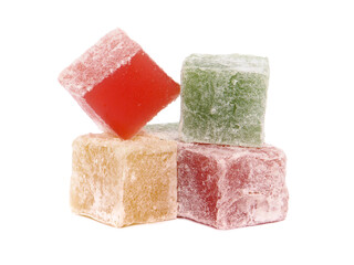 Colorful Turkish delight isolated on white 