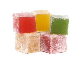 Colorful Turkish delight isolated on white 