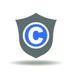 Shield with Letter С Icon Vector. Copyright Safety Rights Copmany Logo. Trademark or Patent Protection Symbol.