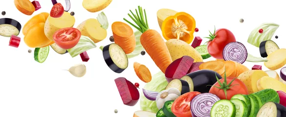Photo sur Plexiglas Légumes frais Chute de légumes isolé sur fond blanc
