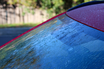 Wet car windscreen on a cold morning