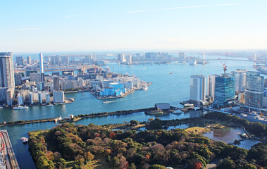 汐留から東京湾を一望