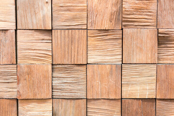 Background of wooden boards. wooden background - square format. pieces of teak wood stump background. wooden panel materials for different purposes, note shallow depth of field. toned