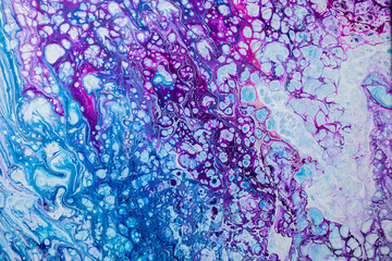 Blue and violet abstract background. Liquid pattern. Fluid art. Colorful.