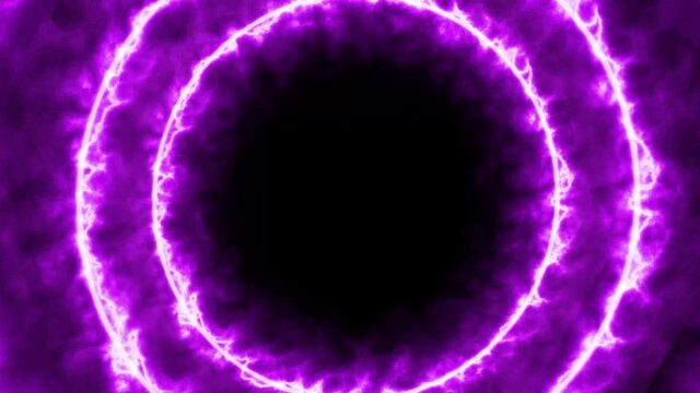 Dynamic abstract tunnel. Circles of purple radiance are moving