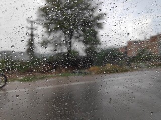 rain drops on the road