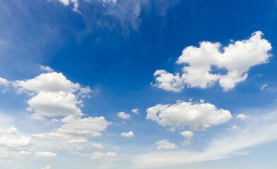 Fototapeta na wymiar beautiful blue sky and white fluffy cloud horizon outdoor for background.