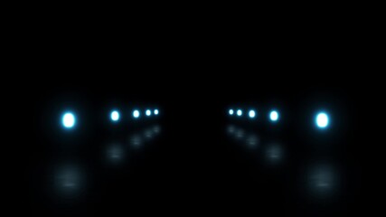 Moving futuristic tunnel with neon lights, takeoff runway,