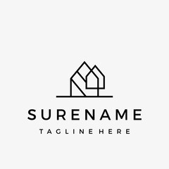 abstract House Real Estate and Mortgage Geometric Line art Logo Design Inspiration custom logo design vector