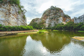 Fototapeta na wymiar Khao Ngu Stone Park in Ratchaburi province, Thailand.