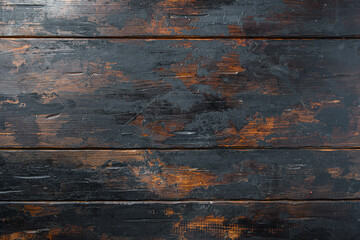 Dark old wooden table empty texture background top view space for text.