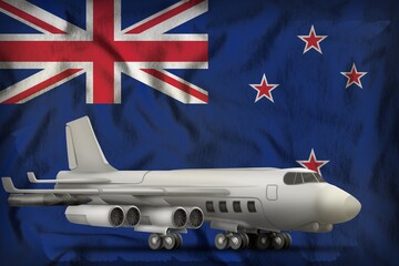 bomber on the New Zealand state flag background. 3d Illustration