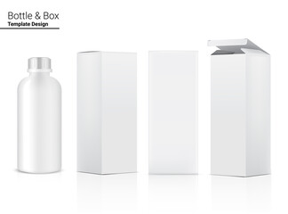 Bottle 3D Mock up Realistic transparent Plastic Shaker with box in Vector for Water and Drink. Bicycle and Sport Concept Design.