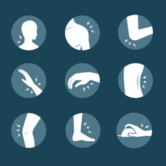 human body pain icon set