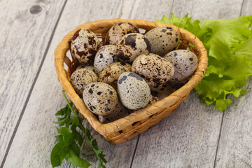 Quail eggs in the basket