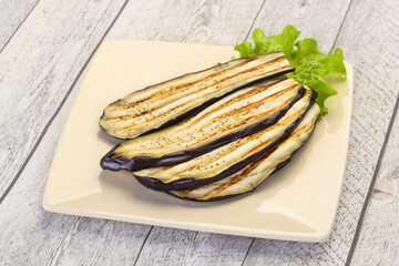 Grilled eggplant in the bowl
