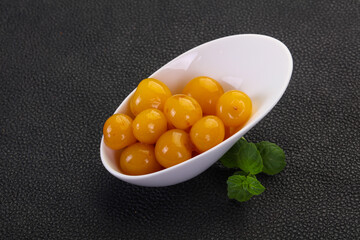 Yellow ripe cherry dessert