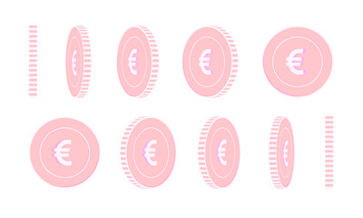 European Union Euro rotating coins set, animation 