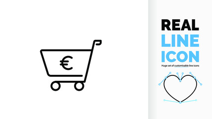 Editable line icon of a shopping cart with a euro sign, part of a huge set of editable line icons © Editable line icons 