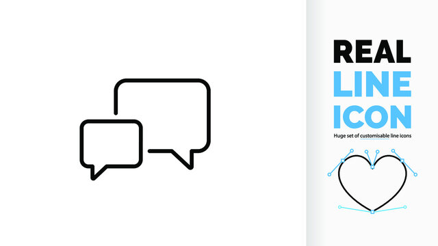 Editable Line Icon Of A Speech Bubble In Conversation