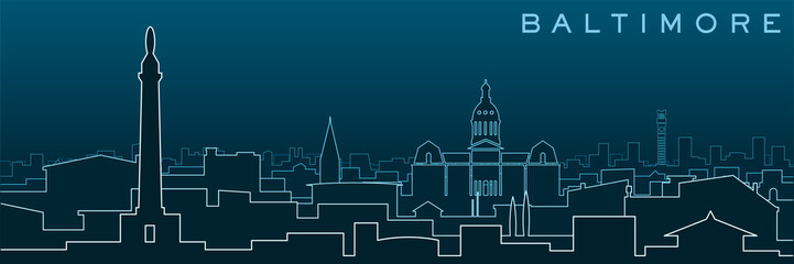Baltimore Multiple Lines Skyline and Landmarks